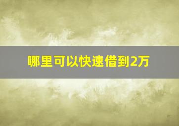 哪里可以快速借到2万