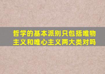 哲学的基本派别只包括唯物主义和唯心主义两大类对吗