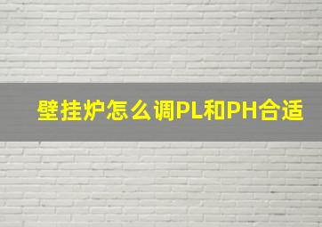 壁挂炉怎么调PL和PH合适