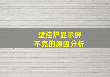 壁挂炉显示屏不亮的原因分析