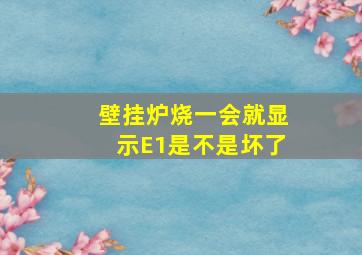 壁挂炉烧一会就显示E1是不是坏了