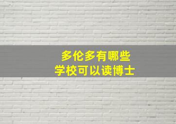 多伦多有哪些学校可以读博士