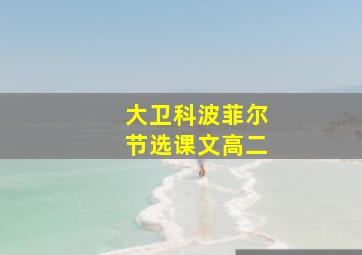 大卫科波菲尔节选课文高二