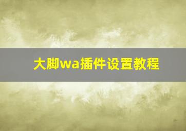 大脚wa插件设置教程