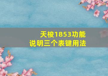 天梭1853功能说明三个表键用法