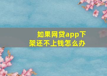 如果网贷app下架还不上钱怎么办