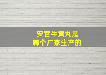 安宫牛黄丸是哪个厂家生产的