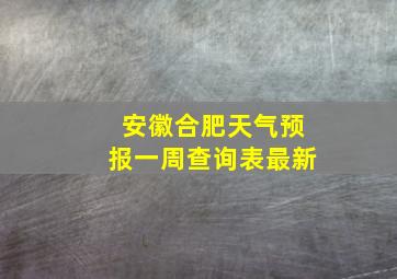 安徽合肥天气预报一周查询表最新