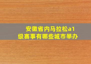 安徽省内马拉松a1级赛事有哪些城市举办