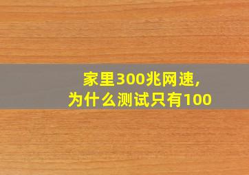 家里300兆网速,为什么测试只有100