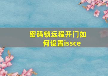 密码锁远程开门如何设置issce