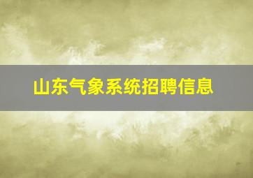 山东气象系统招聘信息