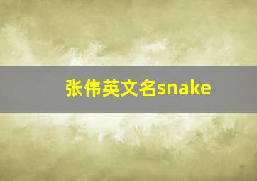 张伟英文名snake