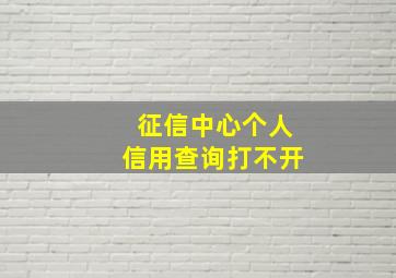 征信中心个人信用查询打不开