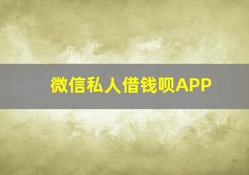 微信私人借钱呗APP