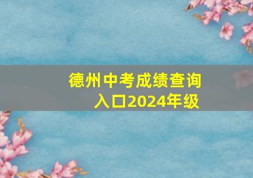 德州中考成绩查询入口2024年级