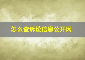 怎么查诉讼信息公开网