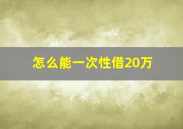 怎么能一次性借20万