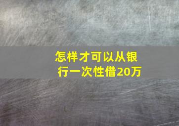 怎样才可以从银行一次性借20万