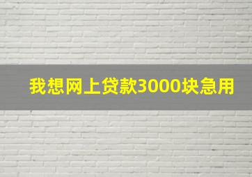 我想网上贷款3000块急用