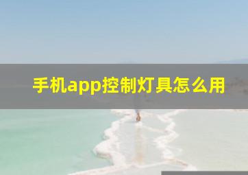 手机app控制灯具怎么用