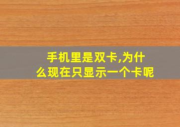 手机里是双卡,为什么现在只显示一个卡呢