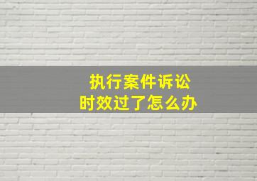 执行案件诉讼时效过了怎么办