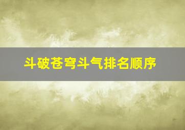 斗破苍穹斗气排名顺序