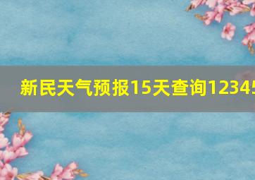 新民天气预报15天查询12345