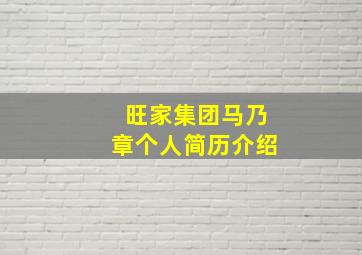 旺家集团马乃章个人简历介绍