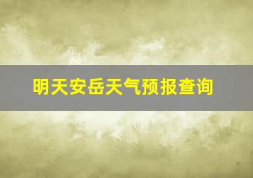 明天安岳天气预报查询