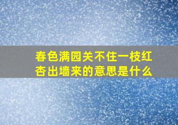 春色满园关不住一枝红杏出墙来的意思是什么