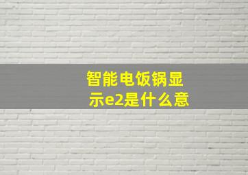 智能电饭锅显示e2是什么意