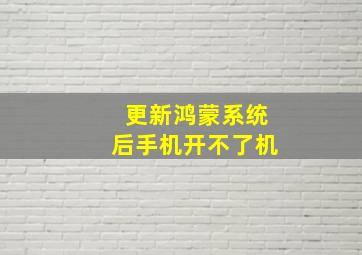 更新鸿蒙系统后手机开不了机