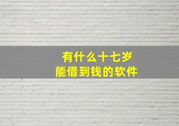 有什么十七岁能借到钱的软件