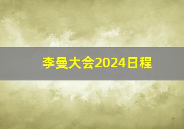 李曼大会2024日程