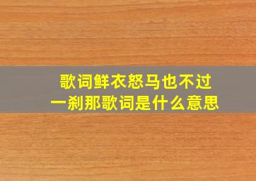 歌词鲜衣怒马也不过一刹那歌词是什么意思