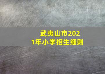 武夷山市2021年小学招生细则