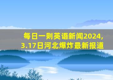 每日一则英语新闻2024,3.17日河北爆炸最新报道