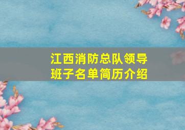 江西消防总队领导班子名单简历介绍