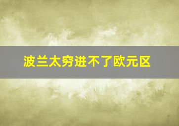 波兰太穷进不了欧元区