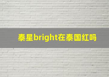 泰星bright在泰国红吗