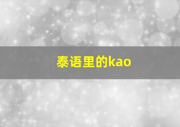 泰语里的kao