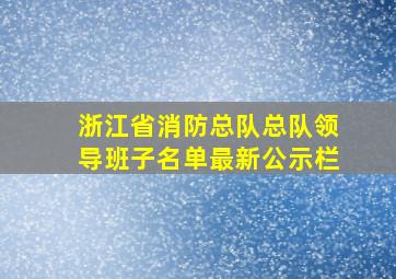 浙江省消防总队总队领导班子名单最新公示栏