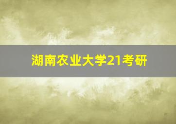 湖南农业大学21考研