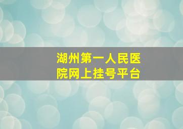 湖州第一人民医院网上挂号平台