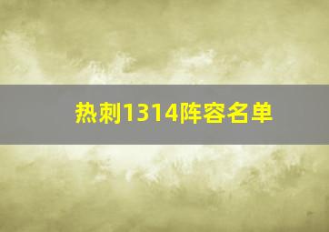 热刺1314阵容名单