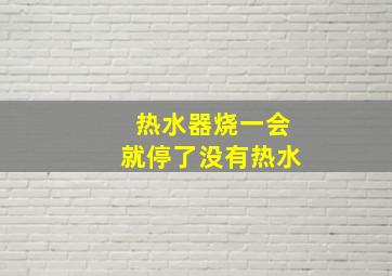 热水器烧一会就停了没有热水