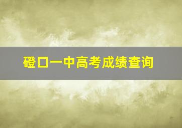 磴口一中高考成绩查询