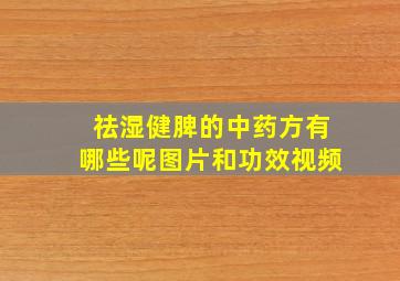 祛湿健脾的中药方有哪些呢图片和功效视频